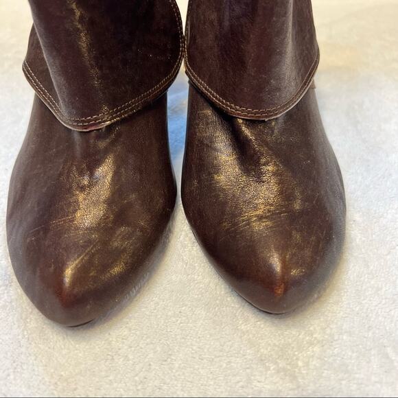 Seychelles Metallic Brown Leather Fold Over Ankle Booties w/ Heel Size 7.5 - Picture 5 of 13